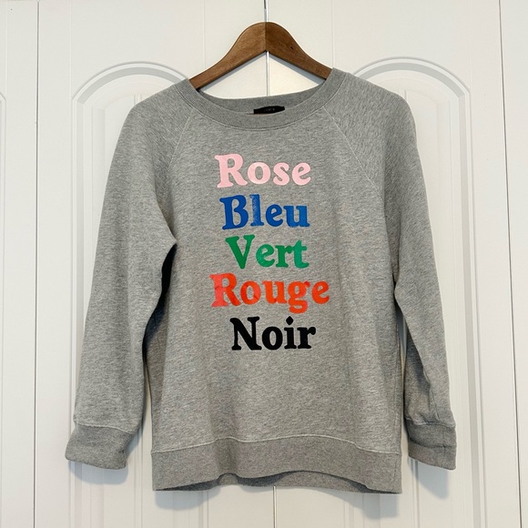 ✨J CREW Crew Neck Sweatshirt with Colors in French Women’s Size Medium [M]✨ - Picture 2 of 9